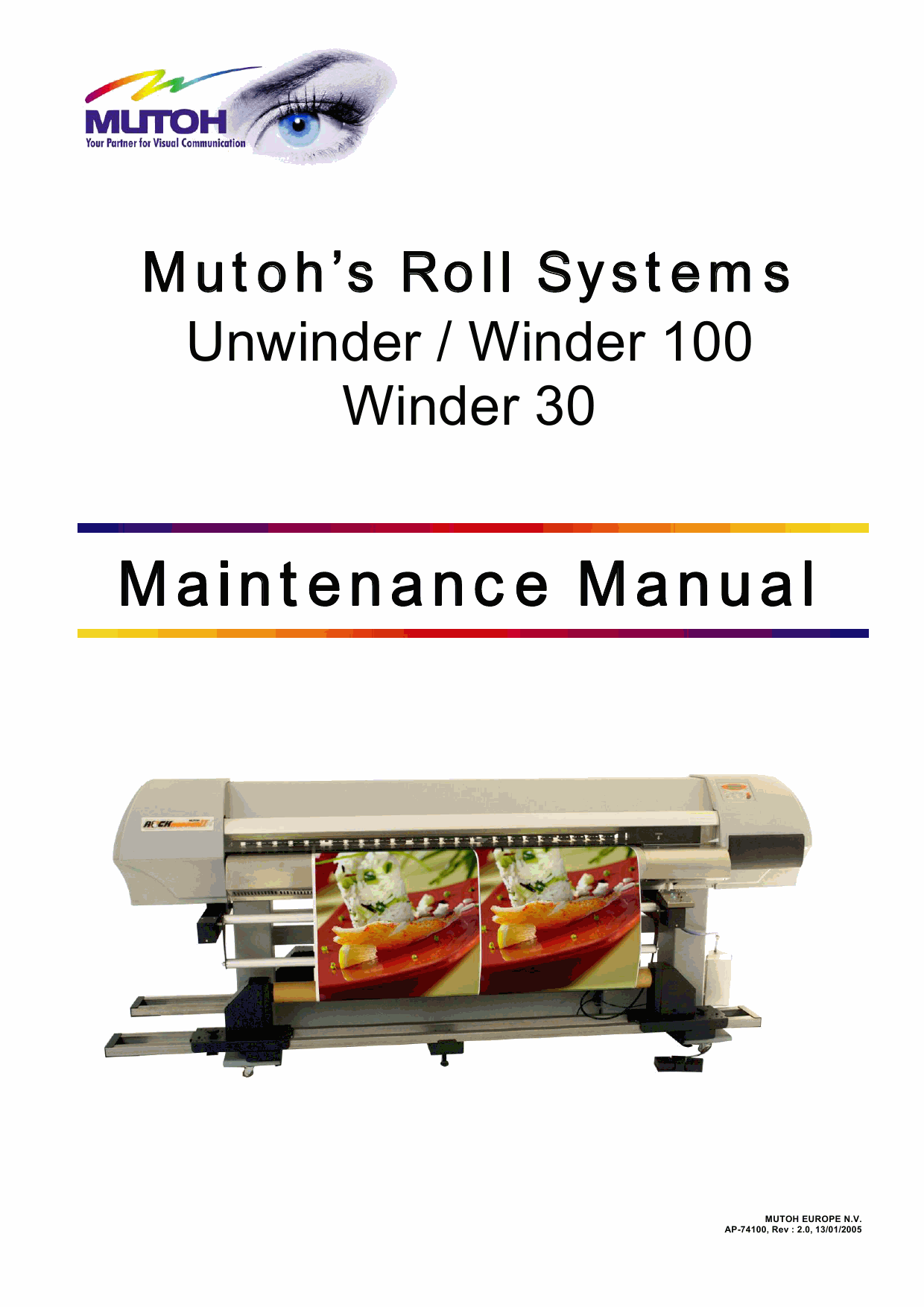 MUTOH RollSystems Winder 30 100 Unwinder Service Manual-1